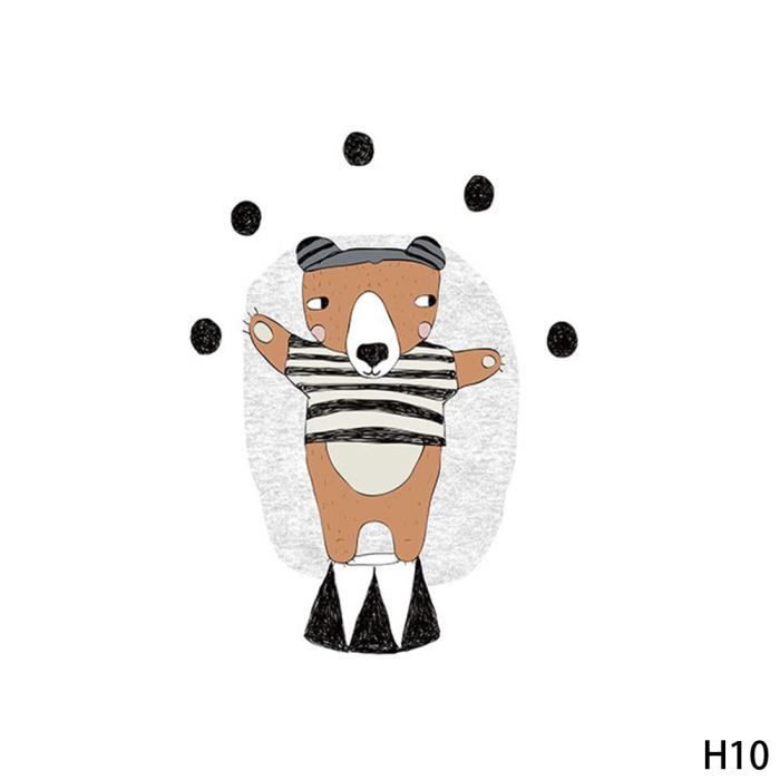 Dessin Anime Kawaii Animal Ours Imprime Peinture A L Huile Wall Art Wall Ative Photos Pour Salon Enfants Bebe Chambre S Imprimer Aff Cdiscount Maison