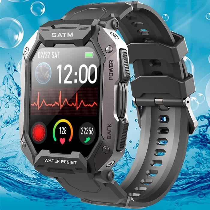 Montre Connectée Militaire ChiBear 360 HD - Homme - Écran 1,52 Pouce - IP67 - Bluetooth 5.3