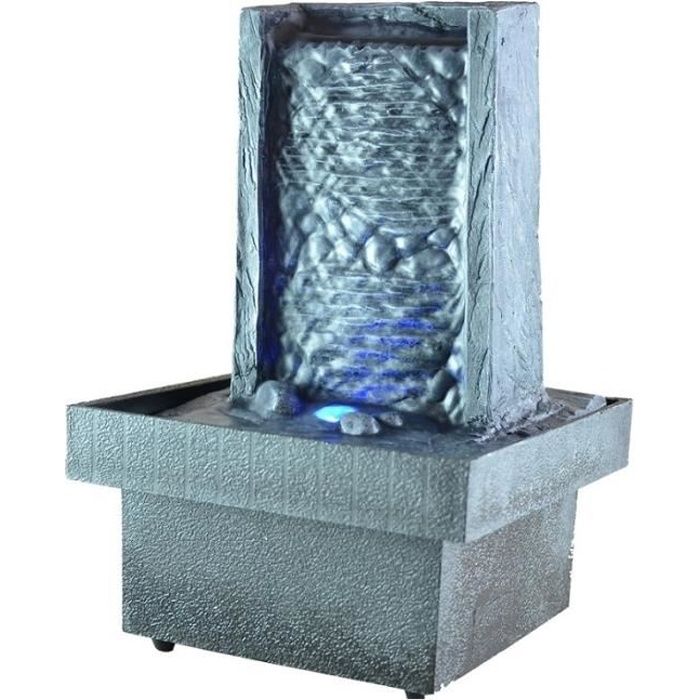 Fontaine D'intérieur Zen Sun Chine - Céramique Et Résine - Noir Et Blanc - Éclairage LED - 23x23x18 Cm - Contemporain