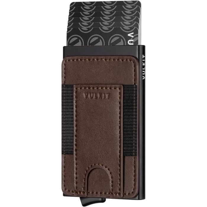 Porte-Cartes RFID En Cuir Marron Pour Homme - Design Fin, Protection Contre Le Vol Électronique