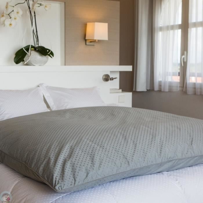Housse dédredon - CASTEX - 160x170 cm - Gris clair - Tissu jacquard - Lavable en machine Housse dédredon - CASTEX - 160x170 cm - Gris clair - Tissu jacquard - Lavable en machine