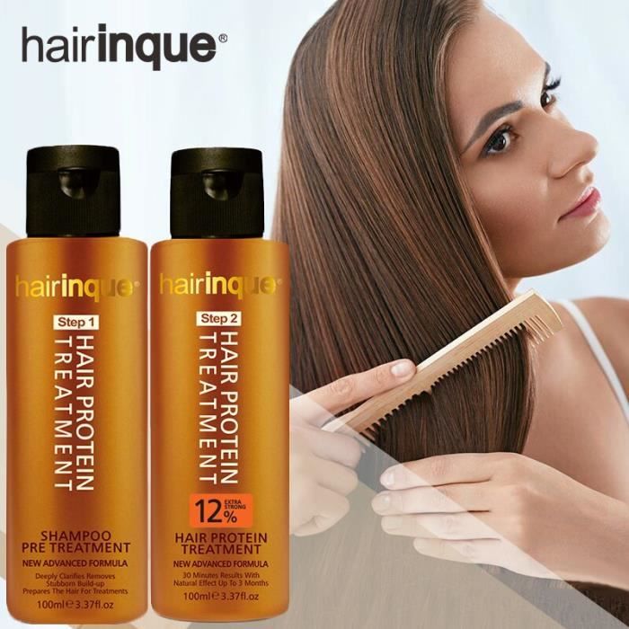 Hairinque Kit De Traitement Capillaire Brésilien À La Kératine 12%  Pré-Shampoing Lissage Réparation Des Cheveux Abîmés Cré - Cdiscount Au  Quotidien