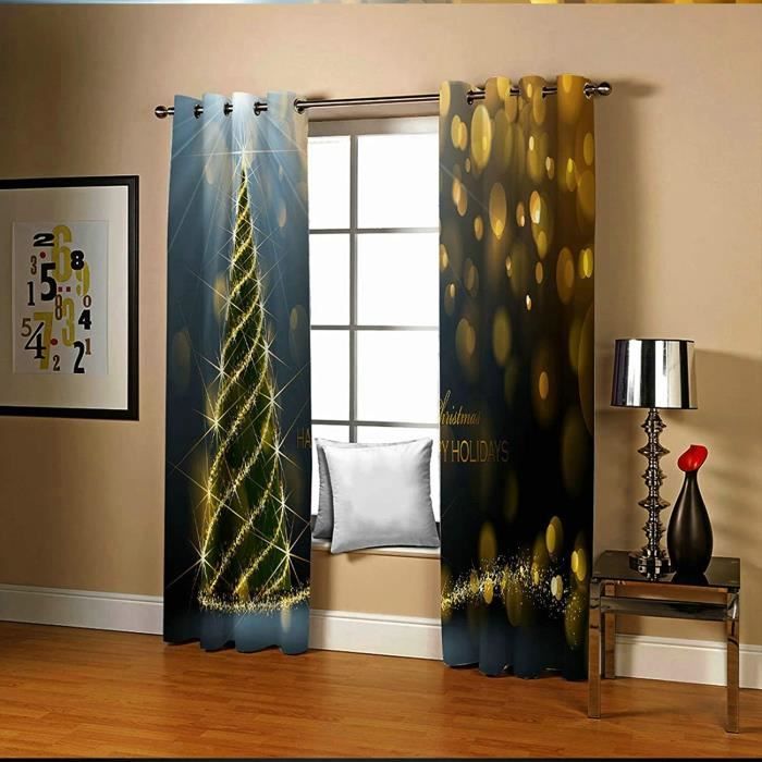 Rideau Voilage De Noël Motif Sapin - 60 X 120 Cm - Polyester Transparent - Décoration Fenêtre