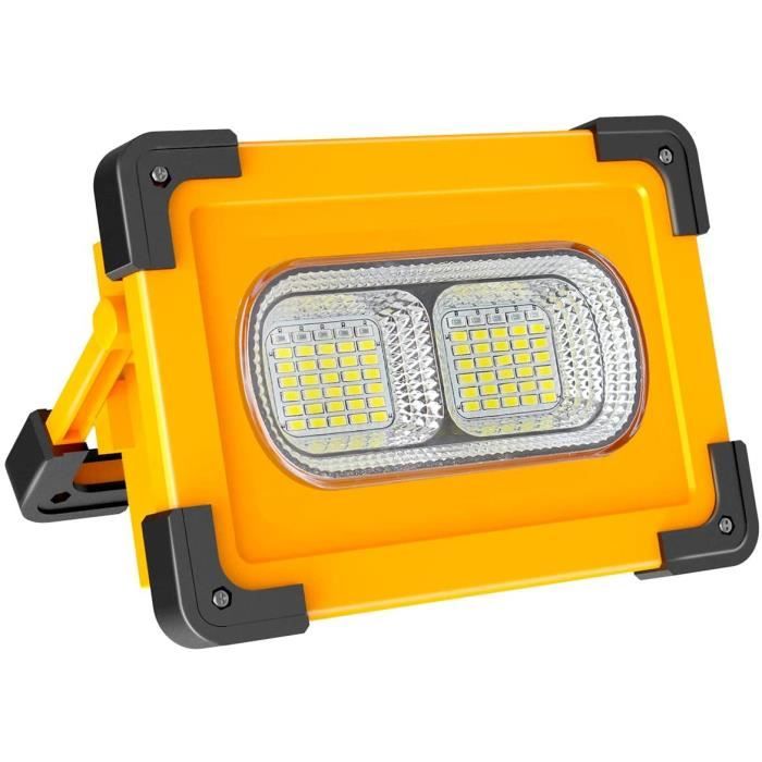 Projecteur LED Rechargeable Portable 60W - IP65, 42 LEDs - Pour Chantier, Camping, Jardin