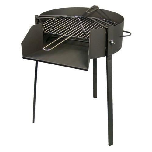 Barbecue Rond Avec Support Paella - Charbon - ø50x75 cm - Grille chromée