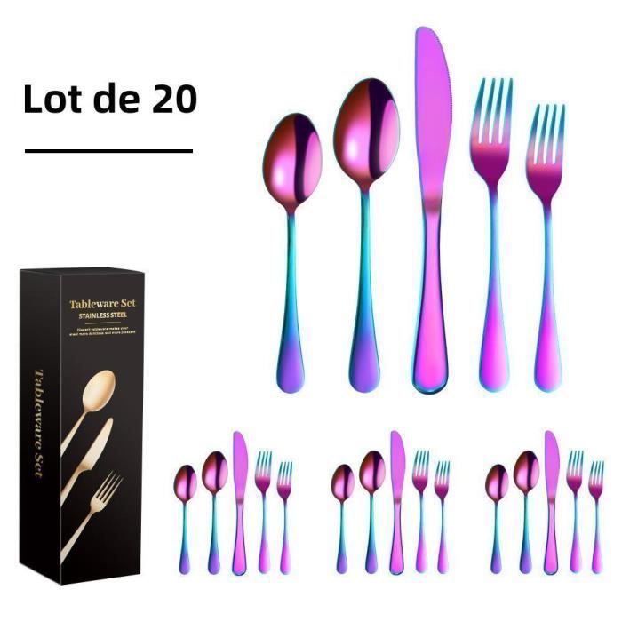 Ensemble Couverts Noël 20 Pièces - Service Table Acier Inoxydable Père Noël 4 Personnes