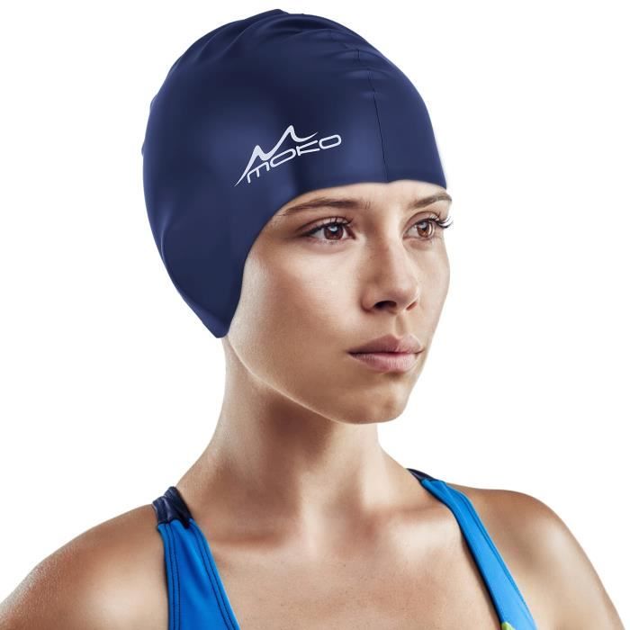 couleur bleue casquette de natation en silicone pour adultes, grande taille, élastique, étanche, protège les