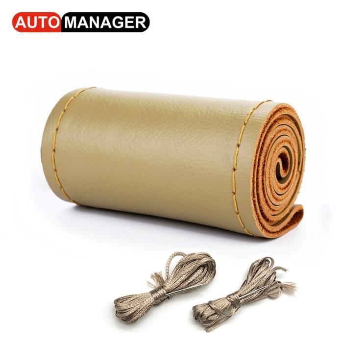 Couvre Volant,Housse De Volant En Cuir Véritable Pour Voiture, 15