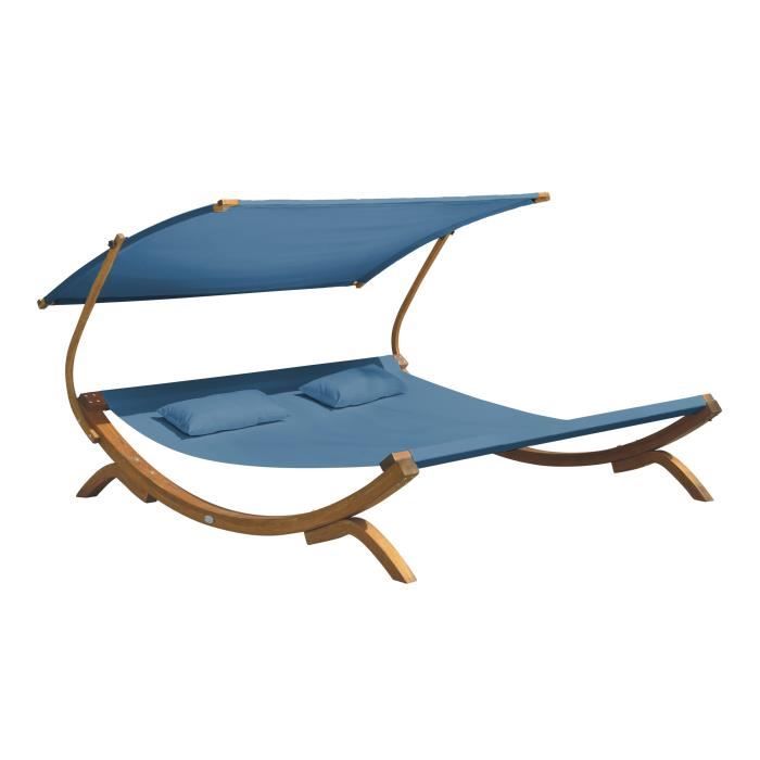 chaise longue de jardin axi mallorca en bois pour 2 personnes - lit de jardin xxl avec toit solaire pour l'extérieur