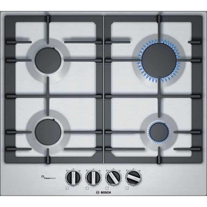 BOSCH - PCP6A5B90 - Table de cuisson à gaz  - 4 zone - 7500W - 60 cm - Acier Inox