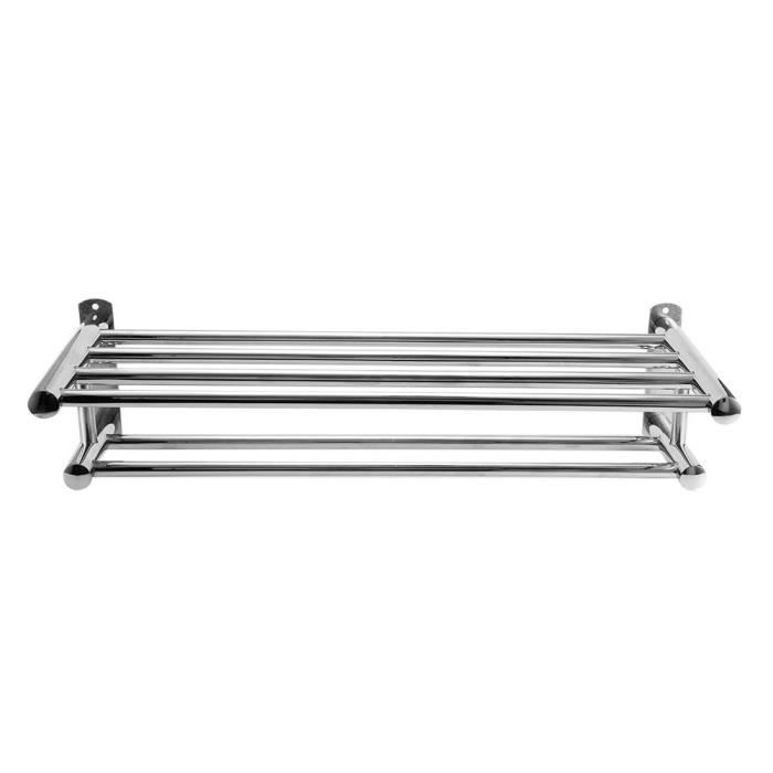 Porte-serviettes Chromé 3 Niveaux - Acier Inoxydable 304 - Pour Salle De Bain - 60cm