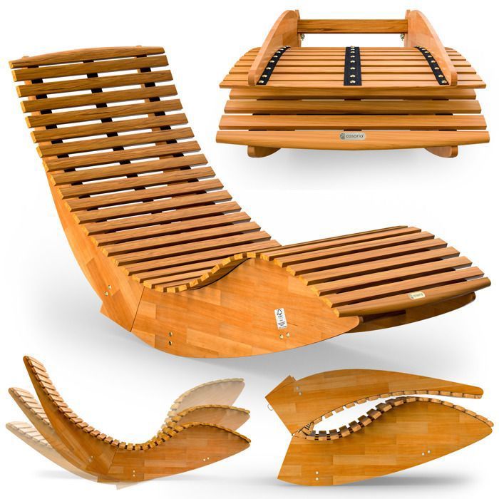 Casaria | Chaise longue à bascule en bois • certifié FSC® • Transat ergonomique de Jardin | Bain de soleil