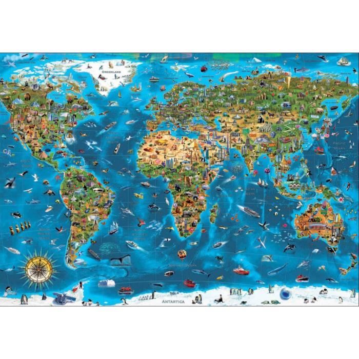 Puzzle 250 pièces : Carte du monde Coloris Unique - Cdiscount Jeux