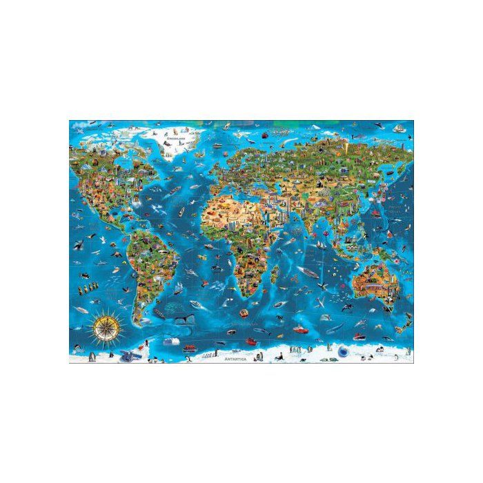 Puzzle Adulte Carte Du Monde : Les Plus Belles Merveilles - 1000 Pieces - Collection Monument Et Pays - Mappemonde - Nouveauté