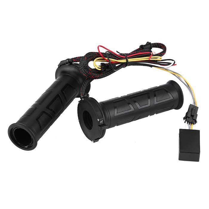 Poignées Chauffantes Moto 12V 22 Mm – Paire De Guidon Chauffant Électrique Réglable, Antidérapantes Pour Conduite Hivernale (Noir)