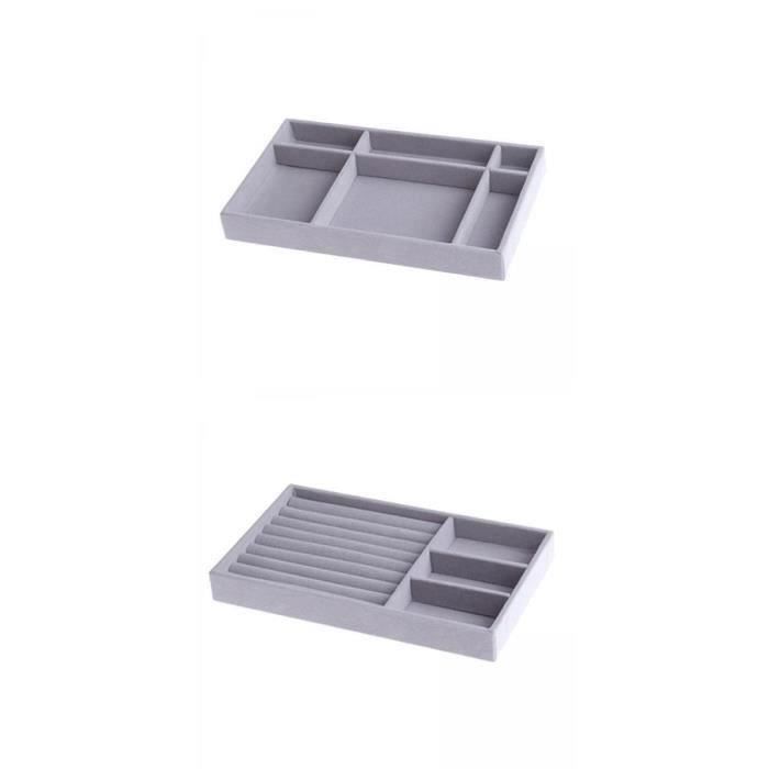 6 Pezzi Plateau Bijoux Velours,Empilable Tiroir Boîte Bijoux En Velours