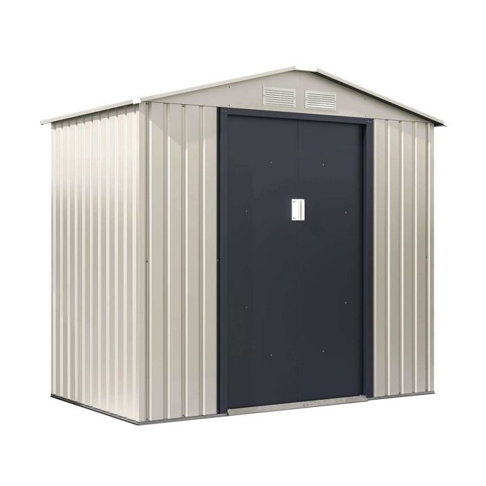 Abri de jardin métal Nebraska - 4.07 m² - Beige/Gris anthracite