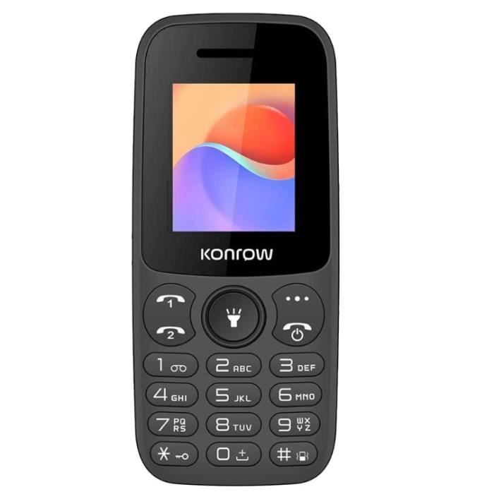 Téléphone GSM 2G Double SIM Konrow Moby - Écran 1,77'' - Noir