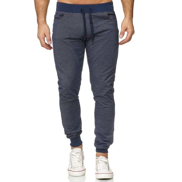 Pantalon de jogging en jeans pour homme de survêtement Sports Jogging Slim Fit