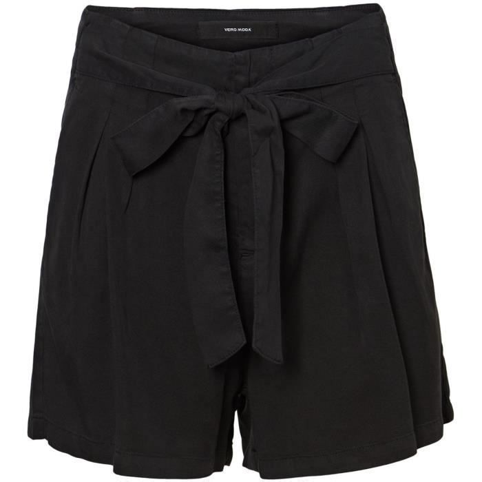 Short Bermuda Brochu Walker Verna Pour Femme – Noir, Taille M, Soie, Taille élastique
