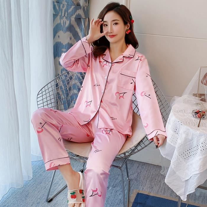 Pyjama en soie femme Pyjama de f te en soie manches longues pour