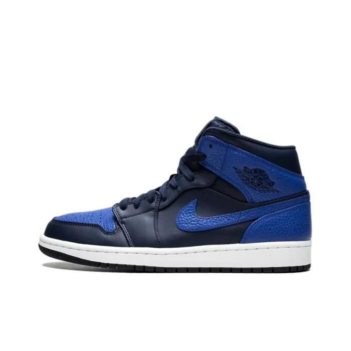 Nike Air Jordan 1 Mid Top Homme Femme Casual Bleu Chaussure de basket-ball  de sport Bleu foncé 
