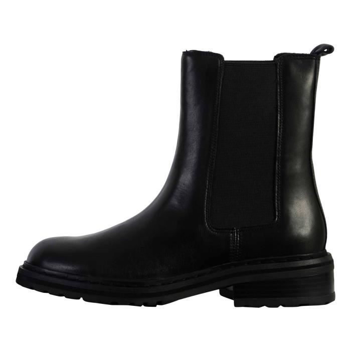 Bottines Femme Clarks Tilham Chelsea Cuir Noir Talon Bloc