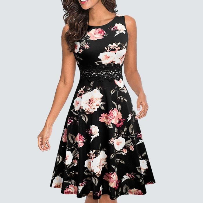 Robe Femmes - trap?�ze en dentelle florale pour ESBig Big_white_floral - Cdiscount Pr??t-?�-Porter