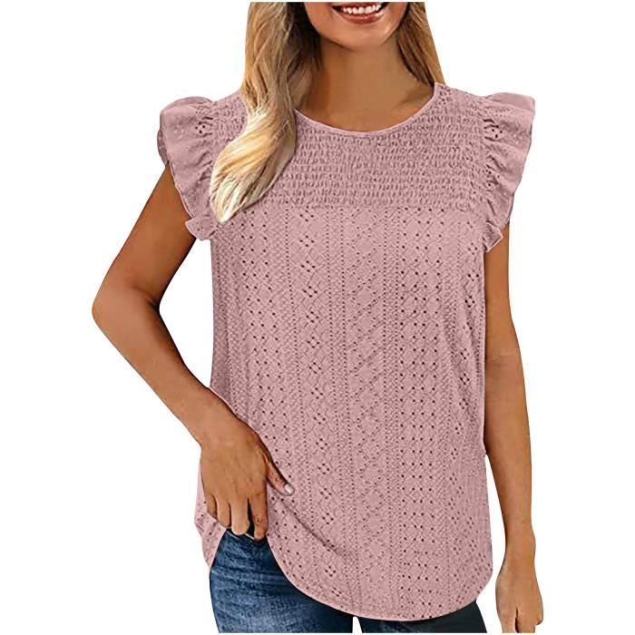 Pull à col rond et imprimé chemise en mousseline Top femme à manches volantes main image 1