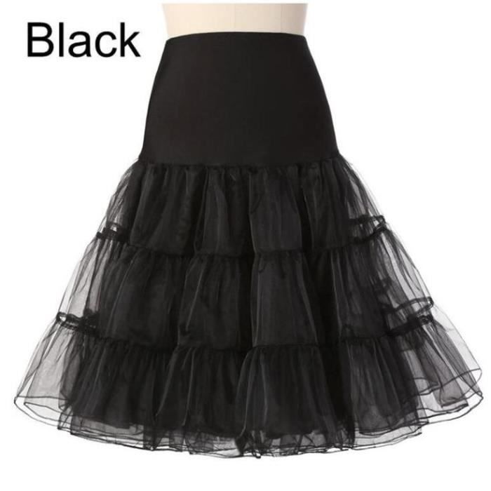 Jupon Vintage Dresstells Années 50 - Tulle Rockabilly Longueur 66cm - Noir Taille L - Style Pin-Up