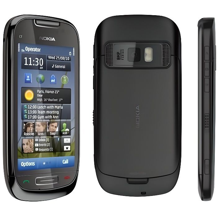 Smartphone Nokia C7 - Noir - 3,5 po - 8 Go - LTE - Micro SIM - 16:9