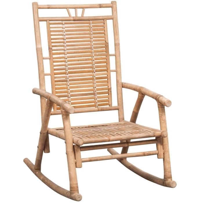 omabeta fauteuils à bascule - chaise à bascule avec coussin bambou - m07530