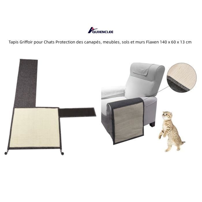 Comparer les prix de QUIIENCLEE Tapis Griffoir pour Chats Protection des canapés, meubles, sols et murs Flaxen 140 x 60 x 13 cm