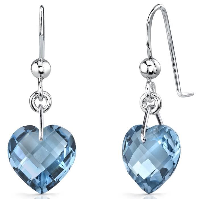 Boucles d'oreilles Arbre de Vie Argent et Topaze bleue traitée Ref. 54715