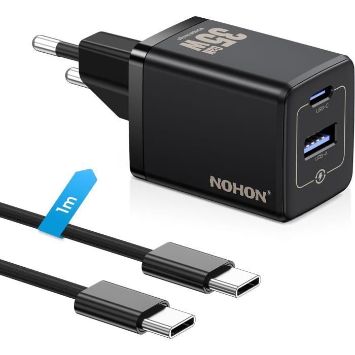 Chargeur USB C Rapide 35W PD 3.0 Avec Câble 2M - Adaptateur Secteur IPhone 14 13 12 Compatible