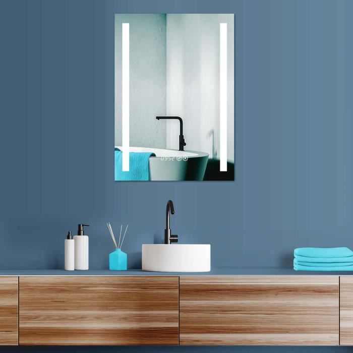 Miroir LED Salle De Bain Bathéa 60x80 Cm - Ovale - Antibuée - Lumière Variable