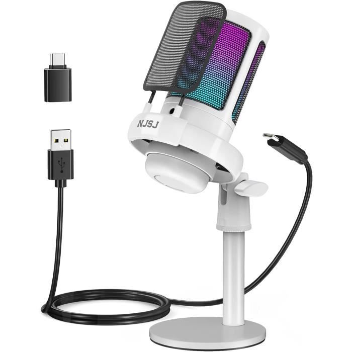 FDUCE icrophone USB de Jeu, icrophone à condensateur RGB avec trépied