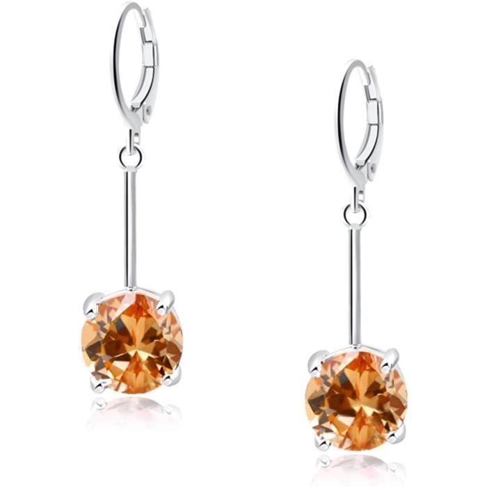 Boucles D'oreilles 'Hamptons' En Laiton Plaqué Or 18 Carats - Design Rivière Avec Zircons, Fermoir Poussette