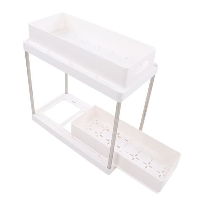 Organisateur Extensible Sous évier En Métal - Tiroirs Coulissants, Hauteur Réglable 41-49 Cm - Idéal Pour Cuisine, Salle De Bain, Rangement Produits Ménagers