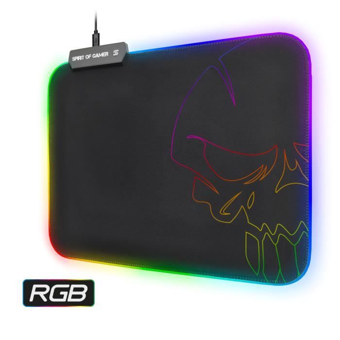 SPIRIT OF GAMER – Tapis DE Souris RGB Medium - Rétro-Eclairage LED Lumineuse 10 Modes + RGB Colors – Texture Confort – Antidérapant