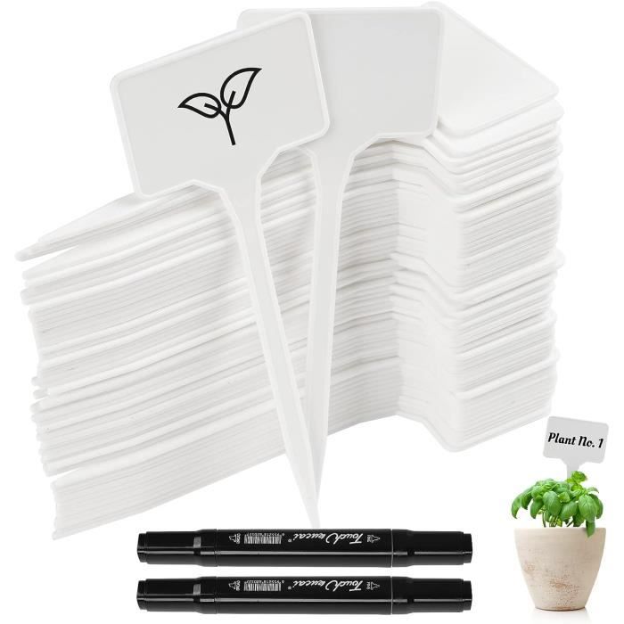 100 Étiquettes Pour Plantes VMUTGA - 6x10 Cm, Type T, Avec Stylo - Imperméables Et Réutilisables Pour Jardin