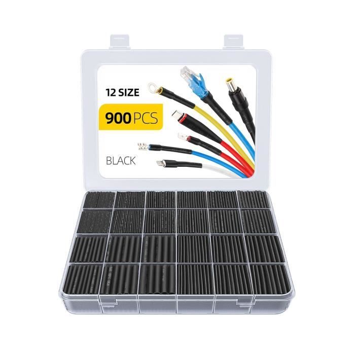 LIBERRWAY Kit Gaine Thermorétractable 615 Pièces - 6 Couleurs 8 Tailles Ratio 2:1 (1-10mm)