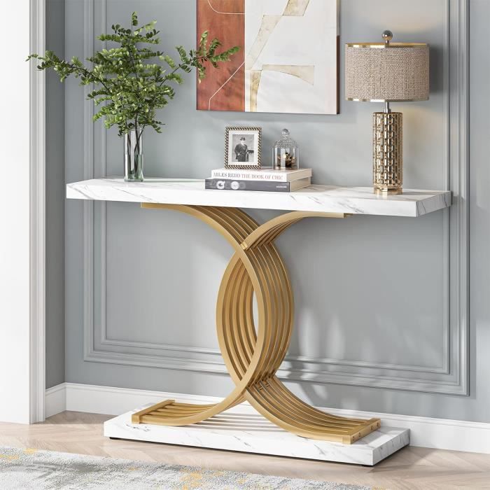 Tribesigns Console Meuble, Table Console Blanche Meuble, 140 x 30 x 90