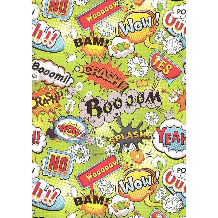 3 Feuilles Papier Cadeau Dinosaure XXL 90x65cm - Recyclable, Imprimé Offset