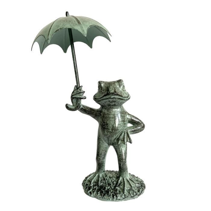 Résine Grenouille avec parapluie jardin décoration Spitter Statue Figurine Poly Ornement 
