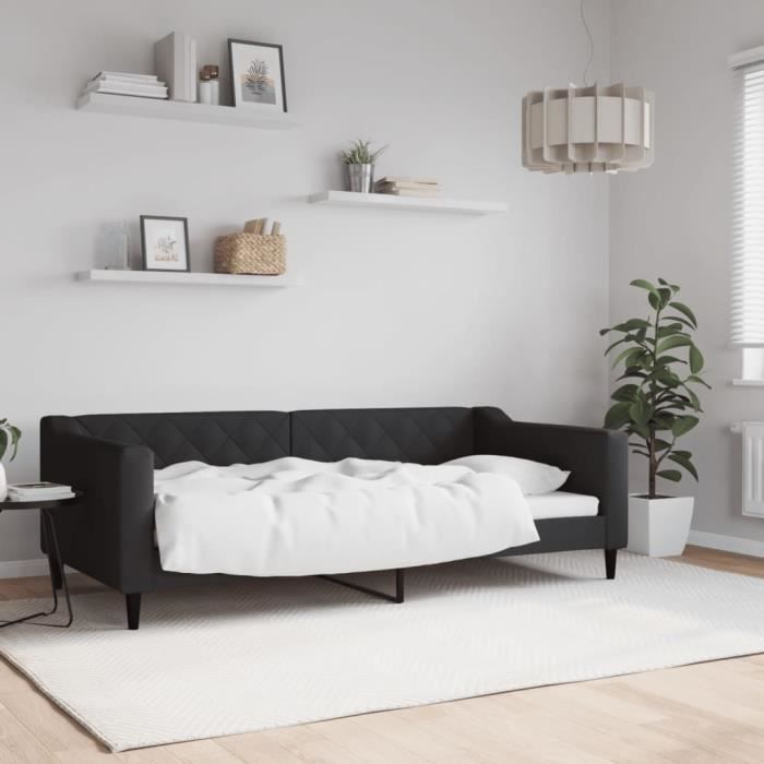vidaXL Lit de repos noir 90x190 cm tissu 354173
