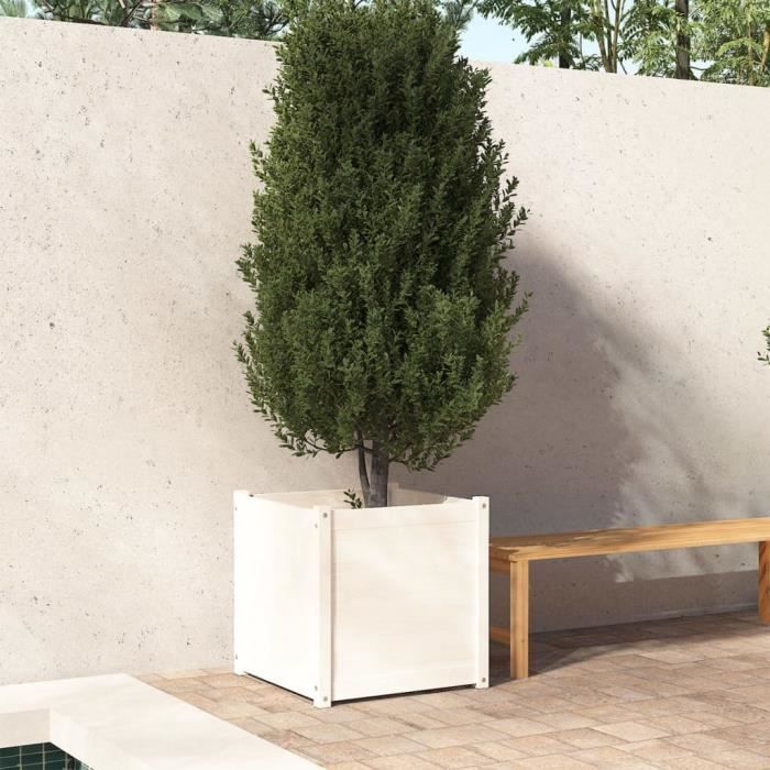 VidaXL Jardinière Blanc 60x60x60 cm Bois de pin massif