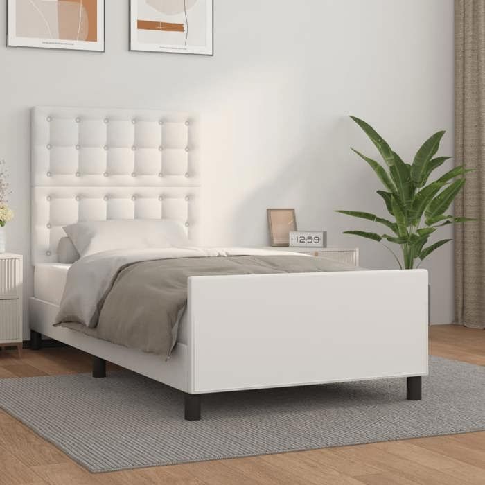 vidaXL Cadre de lit sans matelas blanc 90x200 cm similicuir 3125550