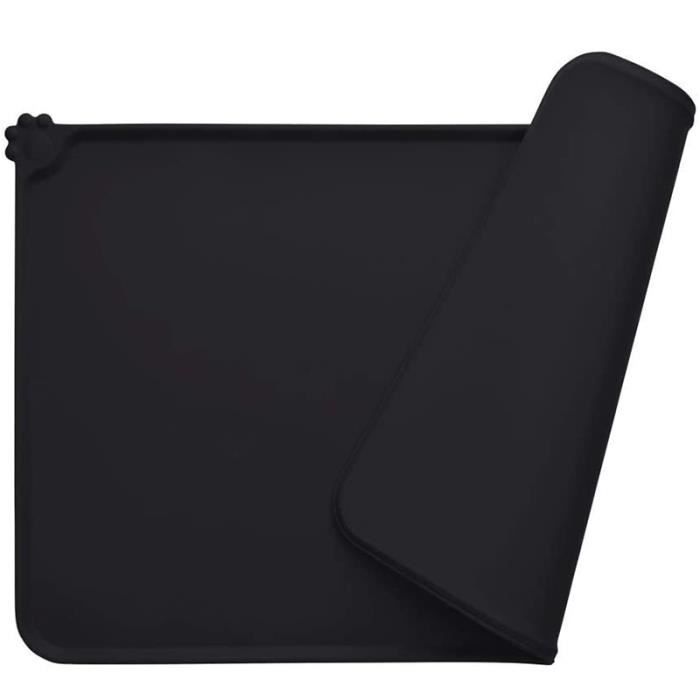 Comparer les prix de Tapis Gamelle Chien, Tapis d’Alimentation pour Chat en Silicone aux Normes FDA, Imperméable et Antidérapant, Noir, 47 X 30 cm