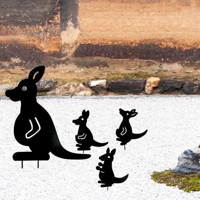 YOSOO Statue de jardin en métal silhouette d'animal, kangourou